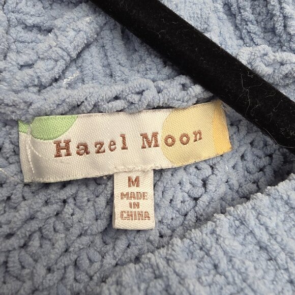 Hazel Moon Sweater Womens Medium Blue Distressed V-Neck Lace-Up Back Cropped - Picture 7 of 11